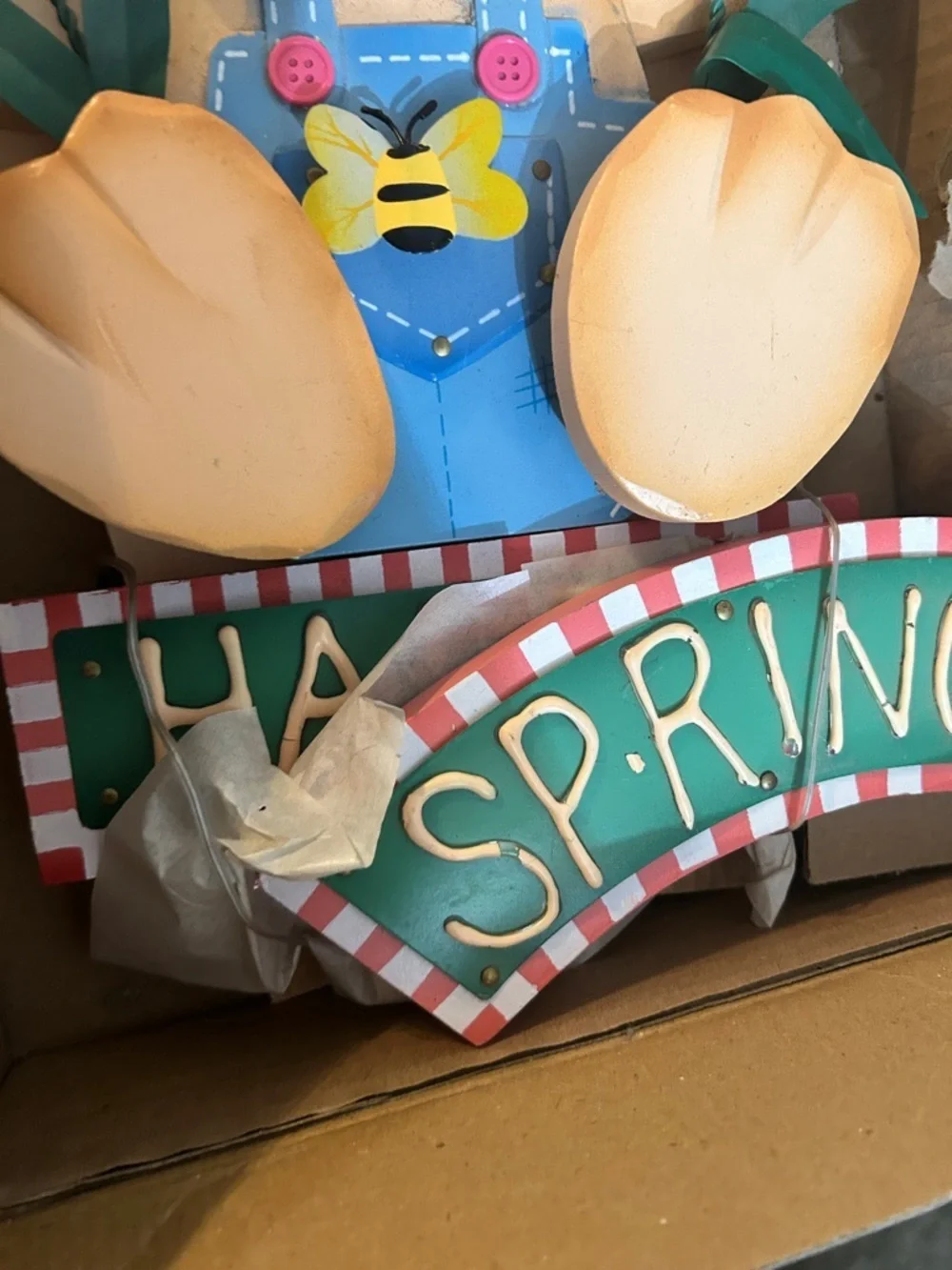 80’s Avon Spring Bunny Wall Decor in Pink, Yellow, Blue, Green